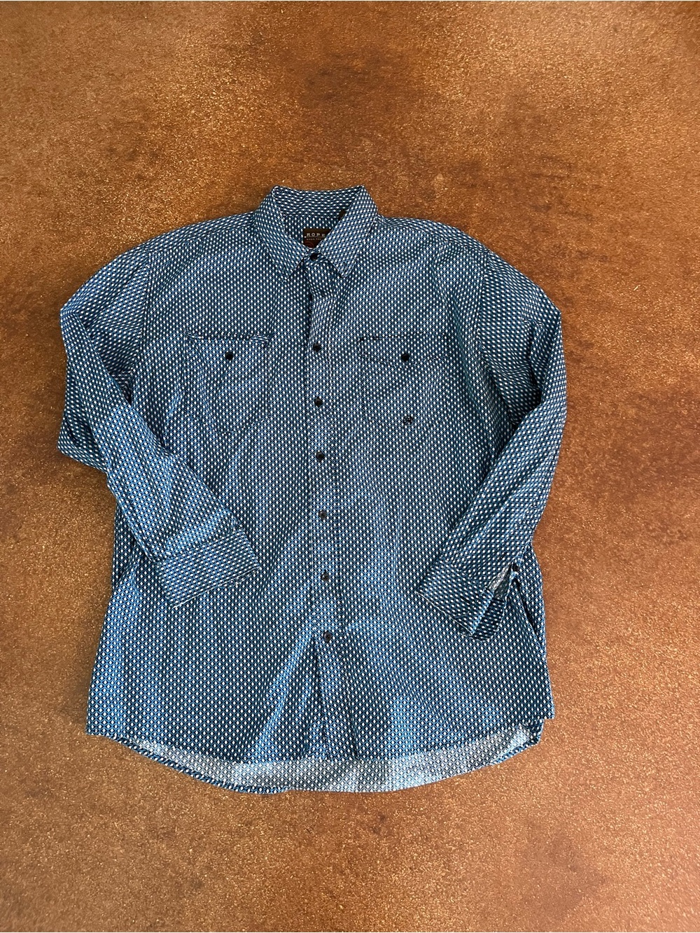 Roper Blue Geo-Print Long Sleeve Button-Down Shirt